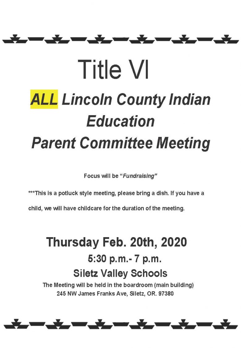 All Lincoln County Indian Education Parent Committee meeting Feb. 20th