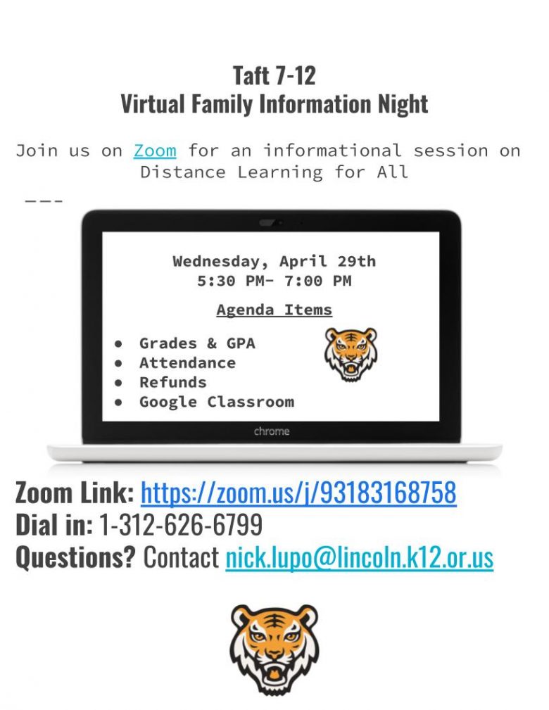 Virtual family information night April 29th