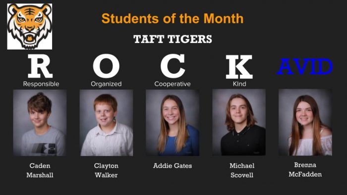 Students Of The Month Taft 7 12