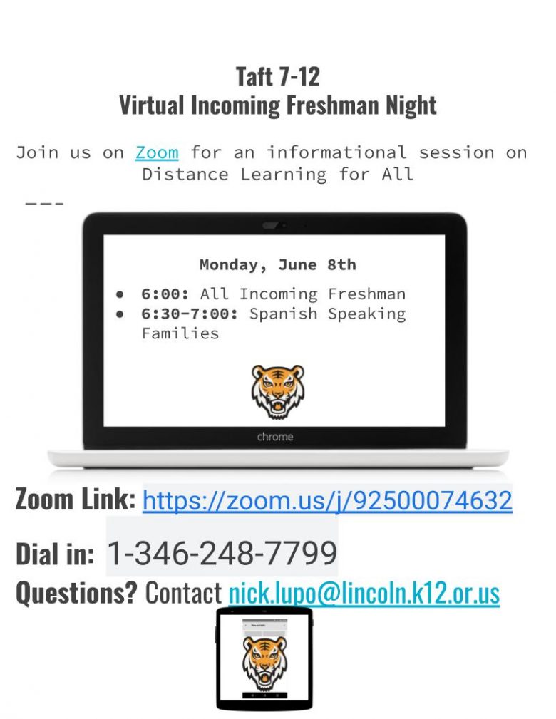 June 8th Virtual Incoming Freshman Night