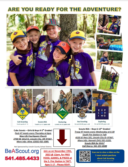 Scouts Hosting Free Community Event - Taft 7-12